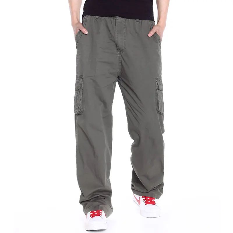 Новые летние мужские брюки карго, широкие мешковатые армейские зеленые брюки, рабочие тактические свободные брюки, мужские длинные брюки размера плюс XL-6XL