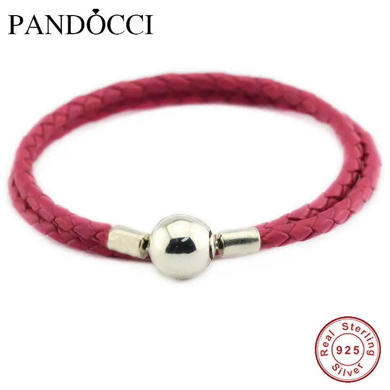 QANDOCCI кожаные браслеты бижутерия красная цепочка Подлинная 925 пробы серебряная