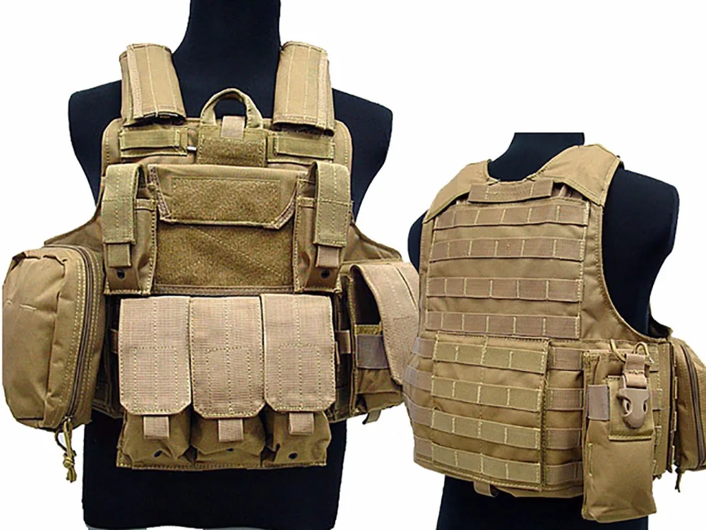 Tactical Level 5 Combat Ciras Molle Vest Magazine Pouch Airsoft Paintball Millitary Tan