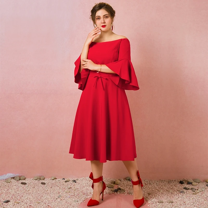 JANCEMBER Plus Size Evening Dresses Horn Short Sleeve A-Line Boat Neck Bow Belt Zipper Back Simple evening dresses long 2019 JANCEMBER Plus Size Evening Dresses Horn Short Sleeve A-Line Boat Neck Bow Belt Zipper Back Simple evening dresses long 2019