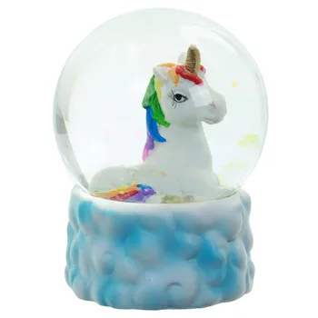 

1Piece Enchanted Unicorn Snow Globe Horse Fairy Glitterdome Rainbow Unicorn Globe Pretty Cloud Base Unicorn dancing in the Snow