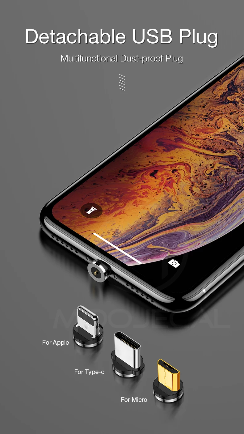 MOOJECAL 2.4A USB кабель для iPhone кабель XS Max XR 8 7 6 S Plus iPad для Lightning Быстрая зарядка Магнитный кабель телефонный шнур для передачи данных