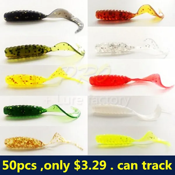 

Soft plastic artificial isca pesca circle tail protein Grub lure fishing worm moggot grub lure baits 4cm 50pcs Free shipping