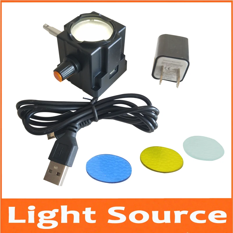 

New White USB Rechargeable Biological Microscope Adjustable Light Source LED Lighting Bottom Light Lamp with Blue Yellow Filter