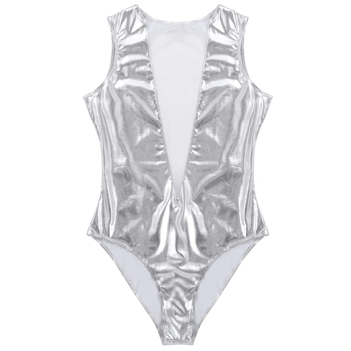 sexy bodysuit Women Sexy Holographic Mesh Front Bodysuit Rompers Exotic One Piece Dancewear Party Musical Festival Rave Bodycon Bodysuit fishnet bodysuit