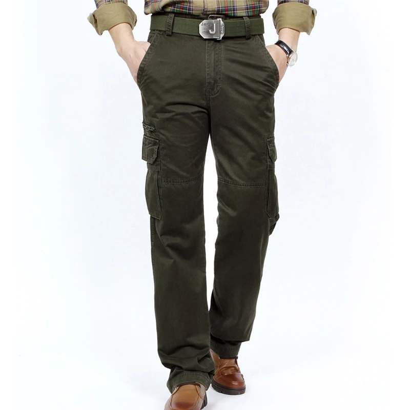 

New Cargo Pants Men Autumn Trousers Men Mid-waist Full Length Many Pockets Mens Pants Military Casual Loose Big Size Cargo Pants