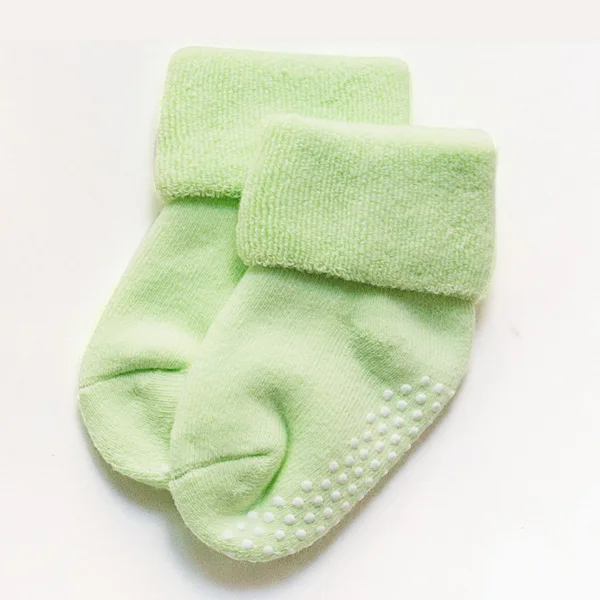 Детские носки зимние толстые теплые махровые носки для маленьких мальчиков, однотонные хлопковые носки нескользящие домашние носки хорошего качества для малышей - Цвет: Green