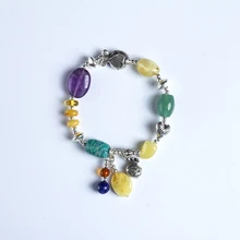 Натуральный Янтарный пчелиный воск мульти-сокровище ручной браслет 999 Стерлинговое Серебро серебряная подвеска капля Леди Подлинная Благородный класс специальный