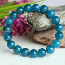 Со скидкой Натуральный Зеленый Синий Апатит Кристалл стрейч отделка браслет круглые бусины 10 мм