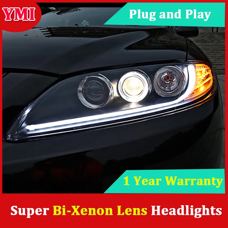 YMI Автомобильные фары для Mazda 6 от 2003 2015 1 угол глаз 2 Q5 Bi Xenon HID D2H объектив ближнего
