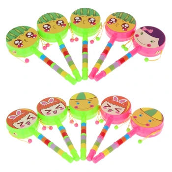 

1Pc Hot sale Baby Boys Girls Fashion Drum Toy rattle Pellet Drum Toy Cartoon Musical Instrument for Children Spin Fun Kids Toy