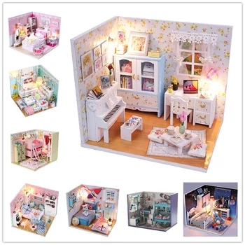 

Diy Assemble Miniature Dollhouse Model Wooden Dolls House Furniture Kits For Kids Toys Birthday Gift Handmade Craft