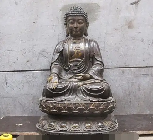 

29" Chinese Tibet Buddhism Shakyamuni old Bronze Tantric Sakyamuni Buddha statue