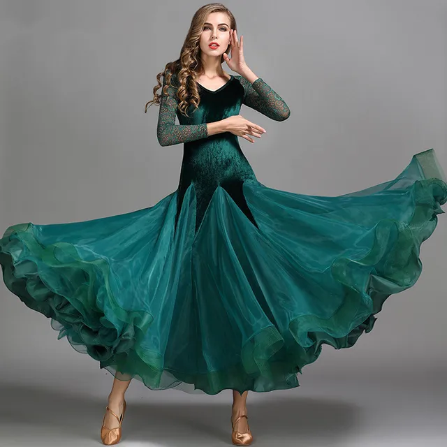 5 colors green waltz dress rumba standard smooth dance dresses Standard ...