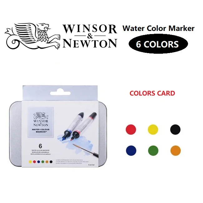 WINSOR& NEWTON водяной маркер-хайлайтер 6/12 цветов Двойные наконечники художественное Рисование маркером художественные принадлежности - Цвет: 6 colors