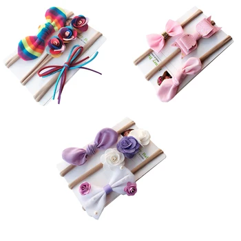 

New 3Pcs/Set Kids Girl Bowknot Hairband Children Flower Headress Photo Props Bunny Ear Headband