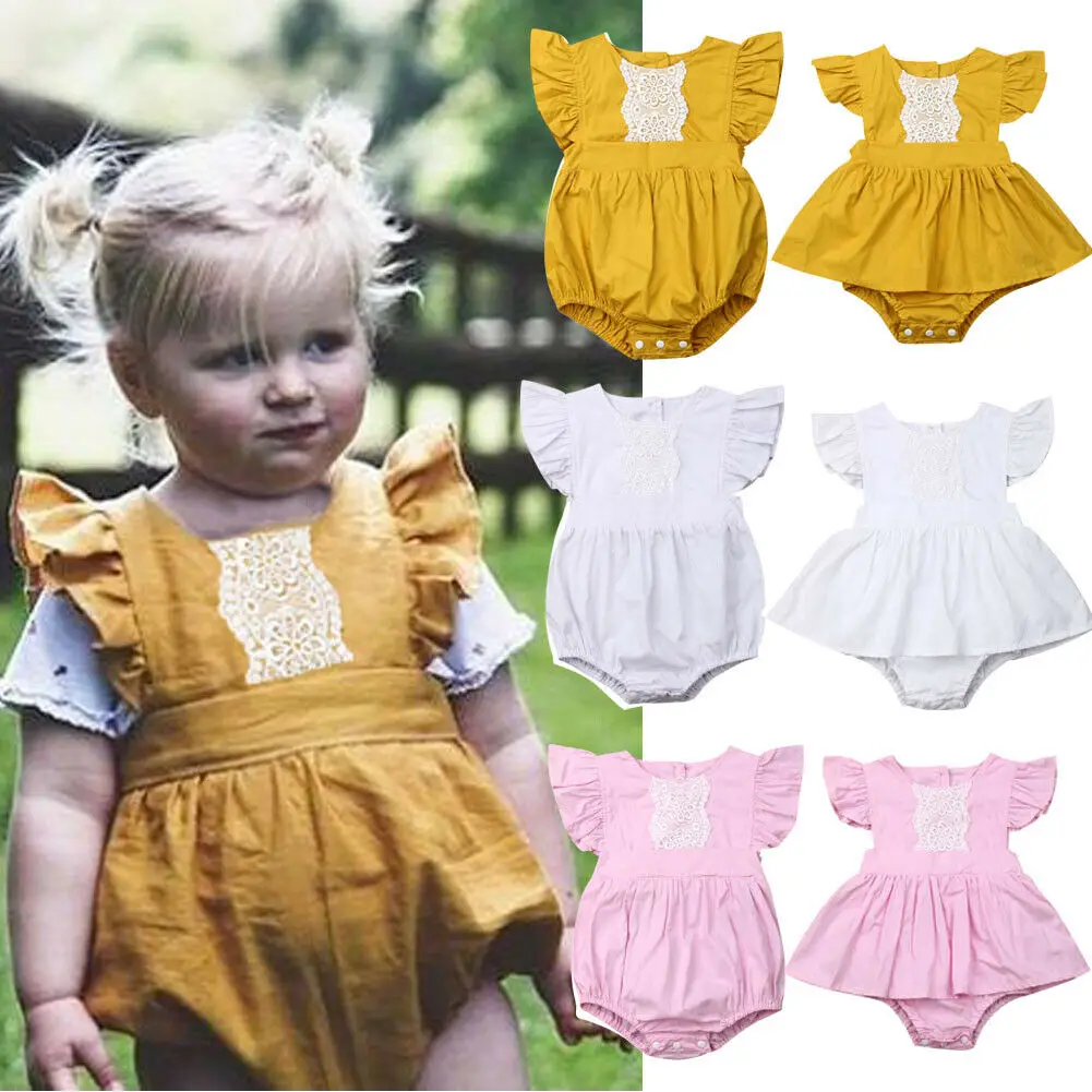 Летний комбинезон для новорожденных девочек; костюмы для маленьких девочек; комбинезон с оборками; одежда для маленьких девочек