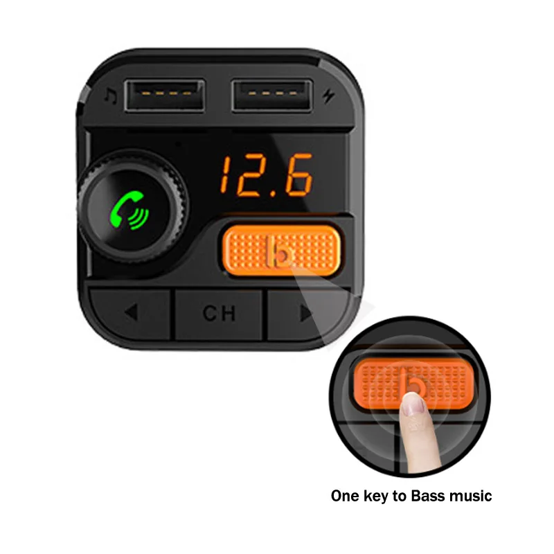 FM трансмиттер JaJaBor Bluetooth 5 0 Carkit Handsfree модулятор 3.4A автомобильное зарядное
