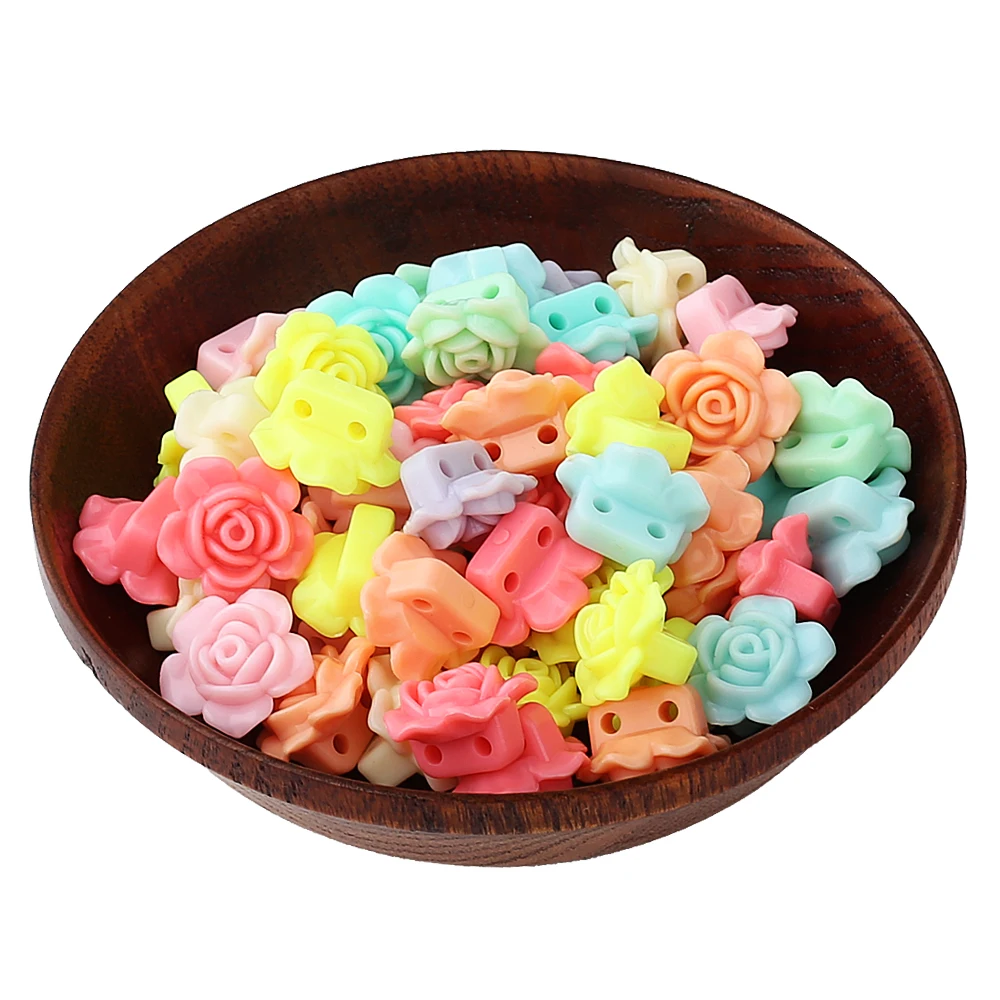 20Pcs/Lot 12*18mm Rose Flower Shape Beads For Jewelry Making DIY