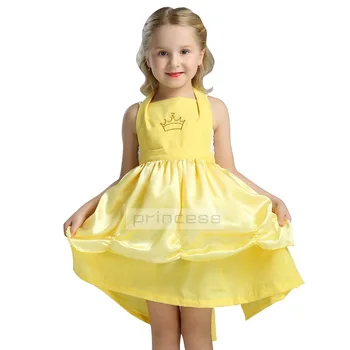 

Little Girls Summer Belle Dresses Princess Costume Party Clothing Beauty and the Beast Yellow Dress Dancing Clothes HOT