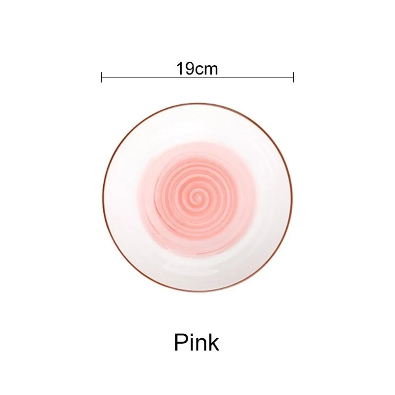 Керамическая миска для супа, посуда, круглые фруктовые тарелки, десертное блюдо, поднос для конфет, простая и креативная Салатница Akuhome - Color: 7.5inchpinkplate