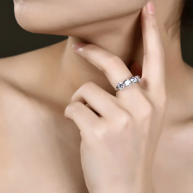 YANHUI Серебро 925-й пробы обручальные Обручальные кольца для женщин прозрачный AAA циркон ювелирные изделия Подарочная Бижутерия Bague Size5-12 MDR066