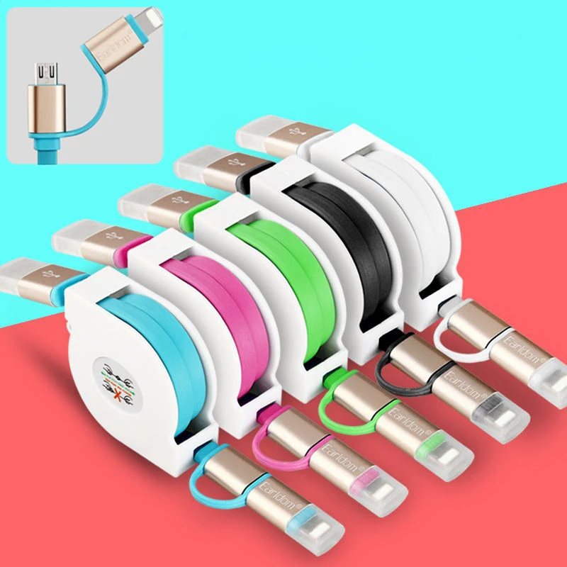 Original Phone Cables 2in1 Data Fast Charger Cable Micro +8pin USB for