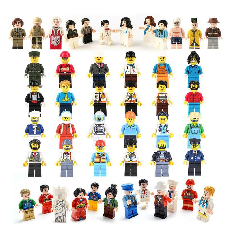 

12pcs/lot Action Figures Building Blocks Figures Brick DIY Toys Compatible Brand Figures Police Soldier Occupations For Gift