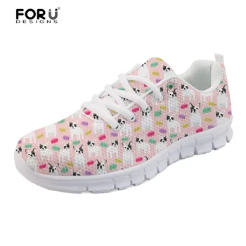

FORUDESIGNS Cute 3D French Bulldog Pattern Women's Sneakers Casual Female Spring Summer Light Weight Mesh Shoes for Ladies Flats