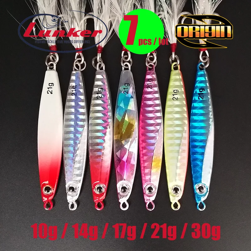 Lunker Металл shore jig 10 14 17 21 30 г пистолет microjigging ИМА происхождения длинная рыболовная