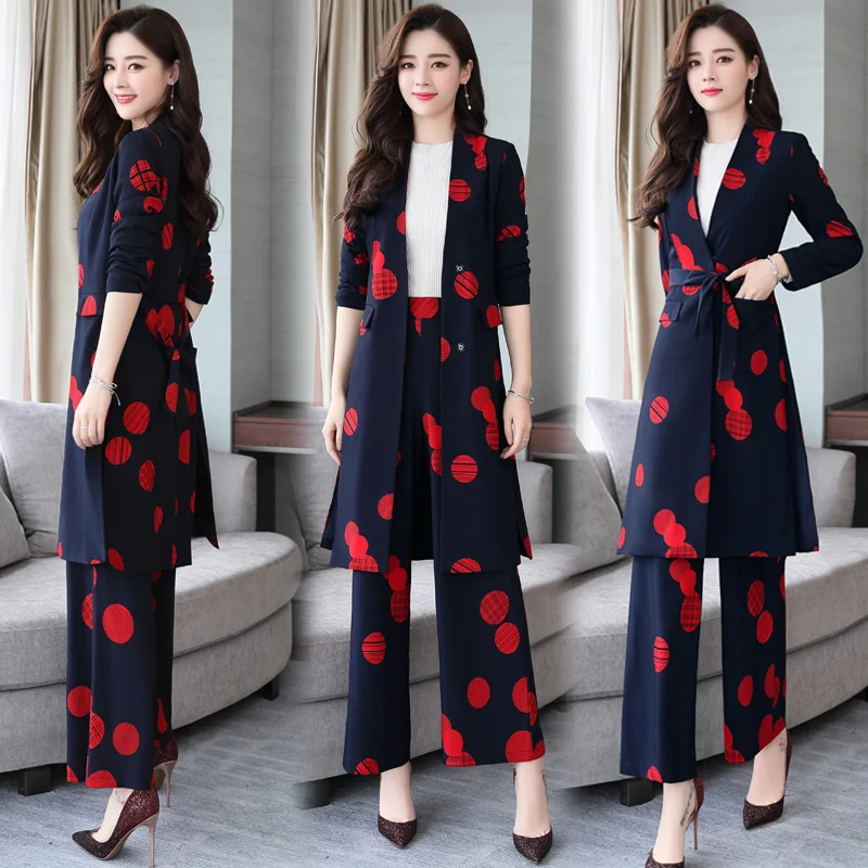 Atmosphere Fashion Women Two Piece Outfits Polka Dot Floral Print