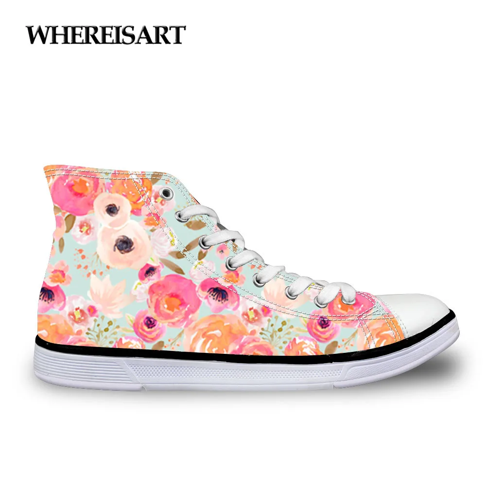 

WHEREISART Indy Bloom Pink Plush Floral Women Vulcanize Shoes Spring Girls Female Casual Canvas Shoes Walking Shoes Espadrilles