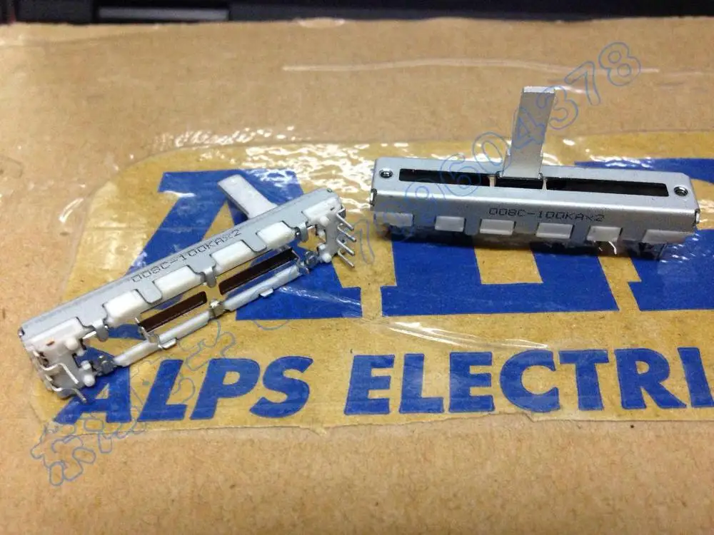 

2PCS/LOT ..ALPS 4.5 cm sliding potentiometer double A100K 15MM..