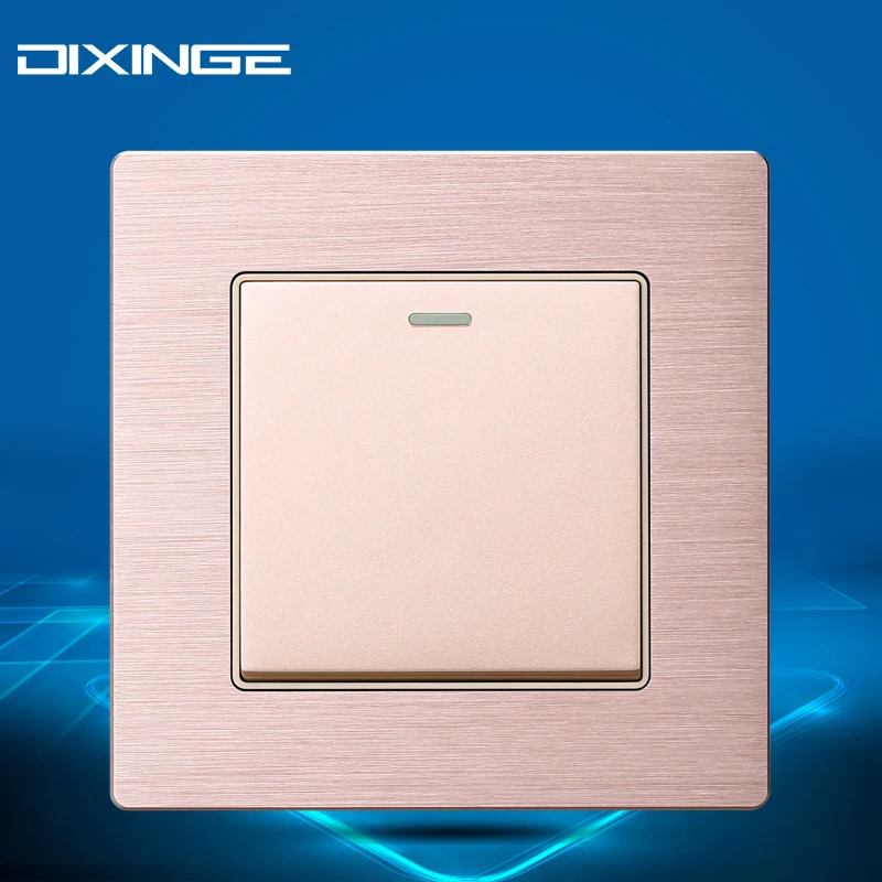 Luxury Rose Gold Wall Switch Aluminum Surface Drawing Composite Silver