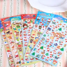 2Pcs Christmas Decorations Cute Santa Claus Christmas Tree Snowman Cartoon Notebook Phone Stickers Toys for Kids