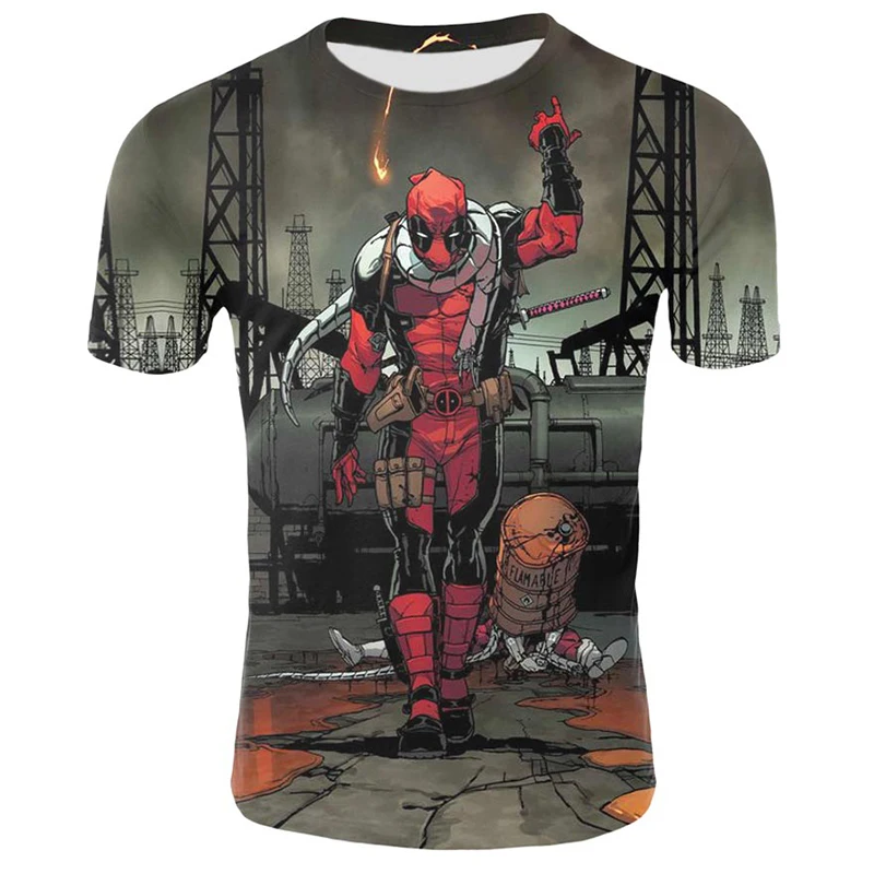 

Cloudstyle 2019 New Deadpool 3D Printed Comic Cool T-shirt Men Short Sleeves Tshirt Casual T Shirt Male Streetwear AS Plus 5Xl
