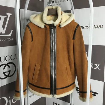 

2020 new arrival winter men genuine leather coat sheepskin lambskin shearing woolen cashmere liner warm clothes for male brown