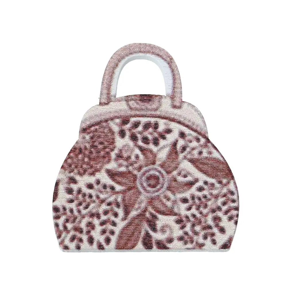 

8SEASONS Wood Embellishments Findings Handbag Coffee Flower Pattern 4cm x 3.5cm ,20 Pcs