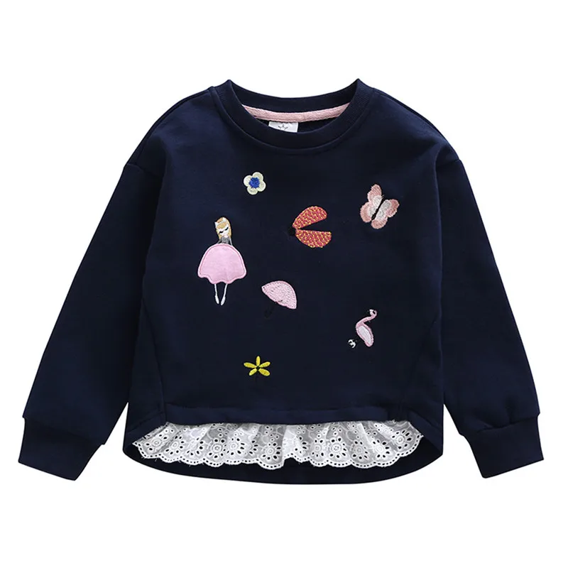 

Toddler Infant Baby Girls Sweatshirts Kids 2019 Fashion Embroidery Splicing Sweatshirt Tops Pullover Blusa vetement enfant fille