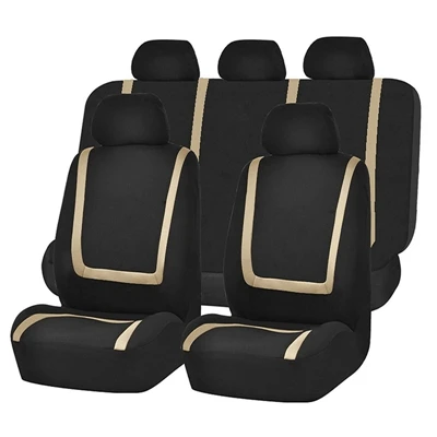 9pcs Set Beige Универсальный чехол для автомобильных сидений из полиэфирной ткани, чехлы для автомобильных сидений, чехол для автомобильных сидений, защита для автомобильных сидений, аксессуары для интерьера - Название цвета: 9pcs Set Beige