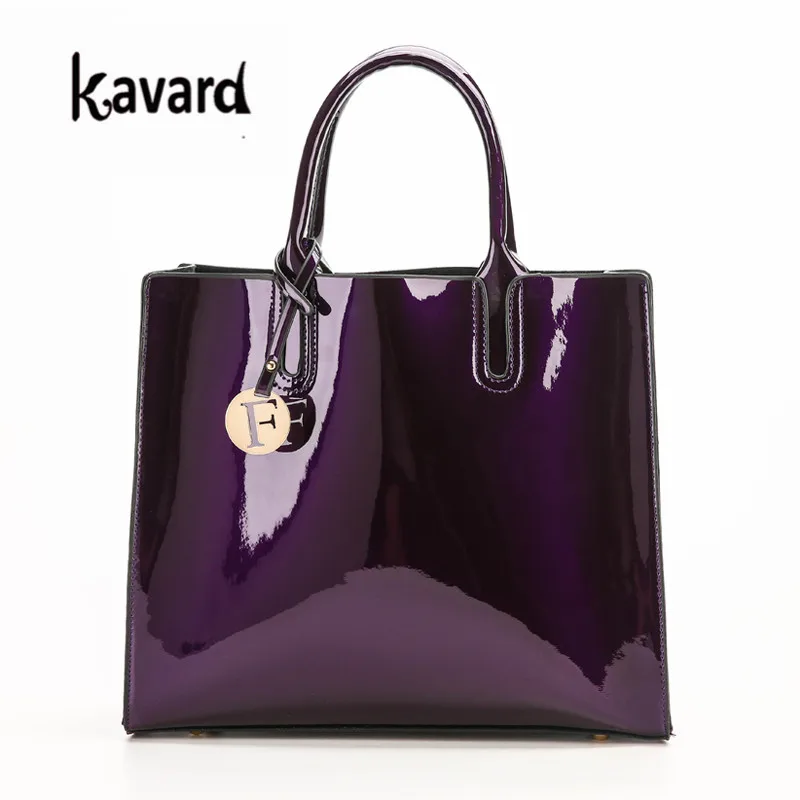 Роскошная дизайнерская красная лакированная кожаная сумка-тоут, женские сумки от известного бренда, женские лакированные сумки, сумки для женщин, сумка через плечо - Цвет: Фиолетовый