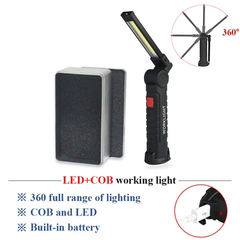 

Led working lamp USB rechargeable 18650 Battery Flashlight Rotating Clip Magnetic torch lamp lightGarage essential