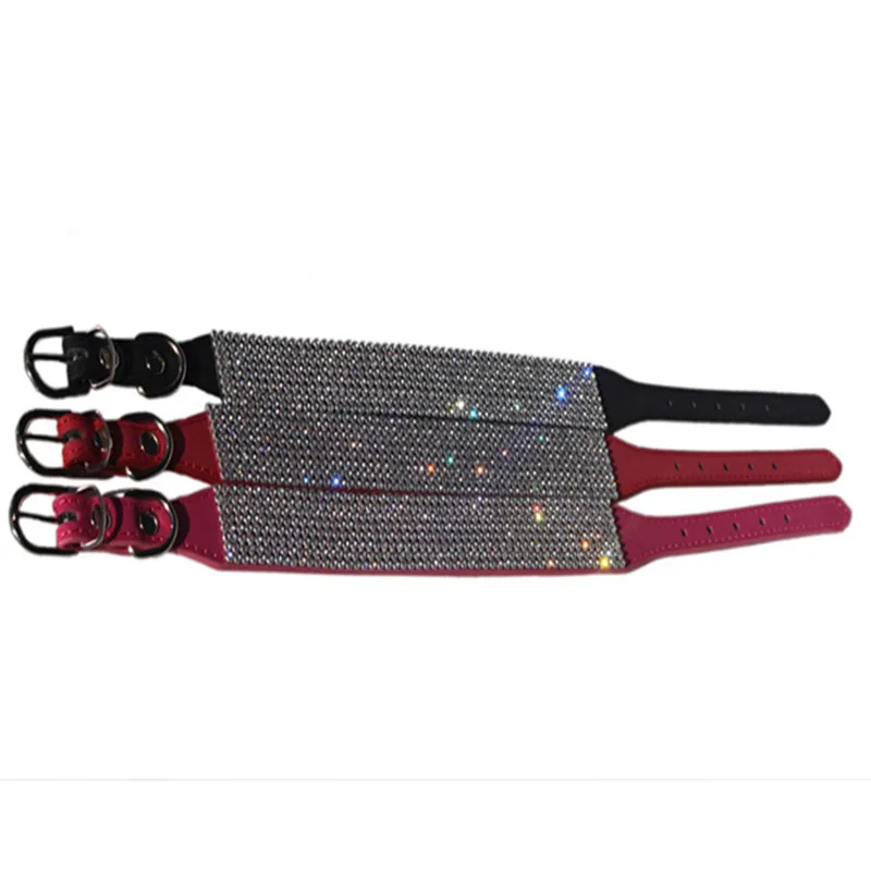 SYDZSW Dog Collar Luxury Crystal Diamand Puppy Pet Leads Black Red Rose Dog Necklace 372.5cm422.5cm Pet Products Dog Supplies5