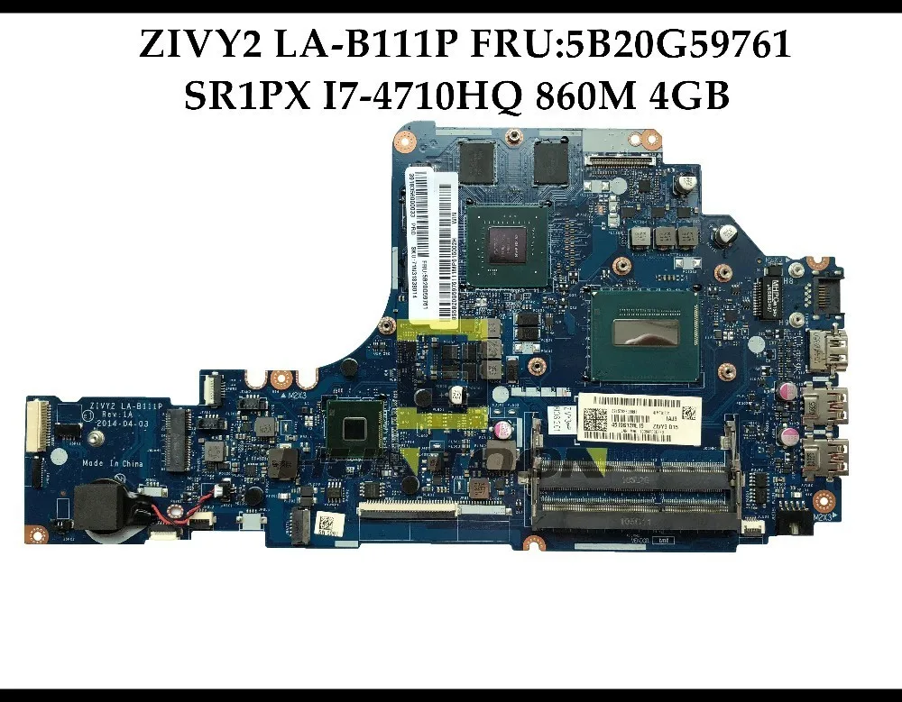 Высокое качество FRU: 5B20G59761 для Lenovo Ideapad Y70-70 материнская плата ноутбука ZIVY2 LA-B111P SR1PX