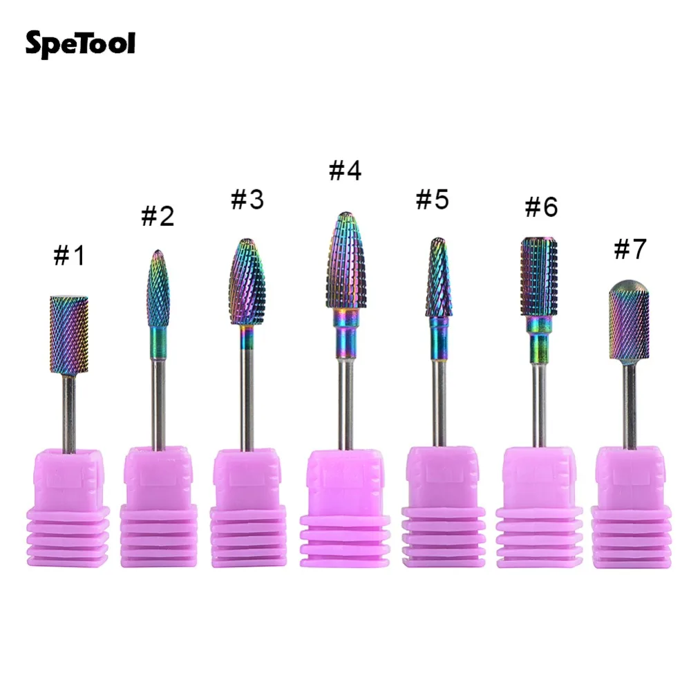  SpeTool Multi-color Coated Tungsten Carbide Nail Drill Bit For Electric Manicure Machines Pedicure 