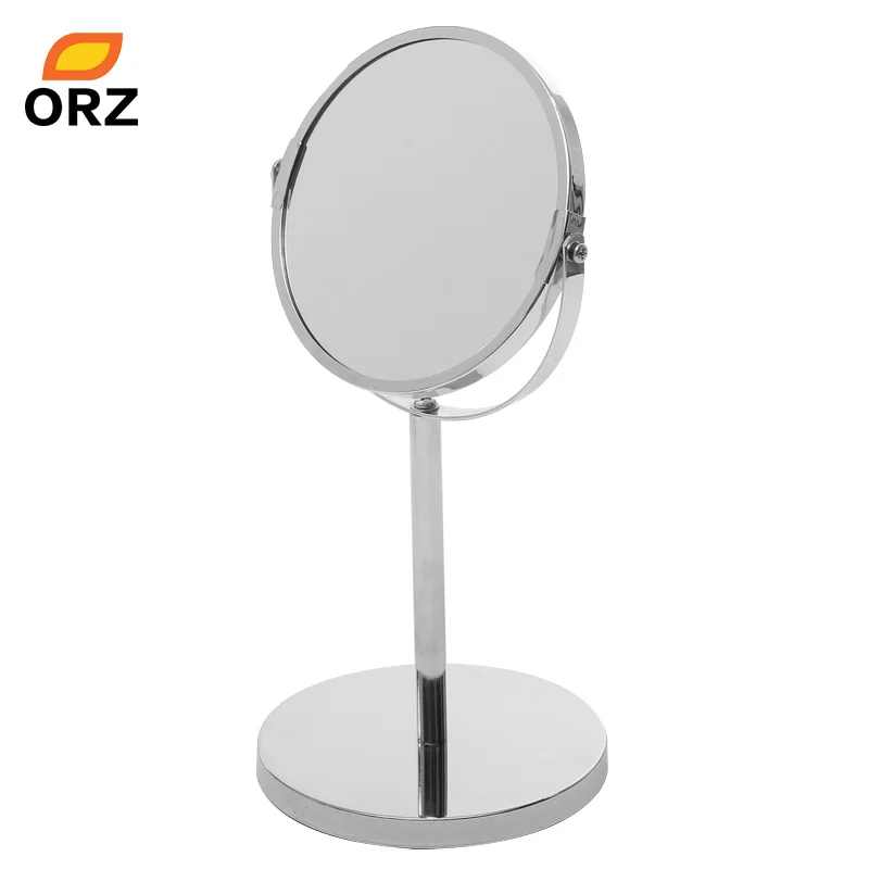 

Desktop Stand Metal Makeup Mirror Two-sided Silver Decorative Bathroom Cosmetic Mirror