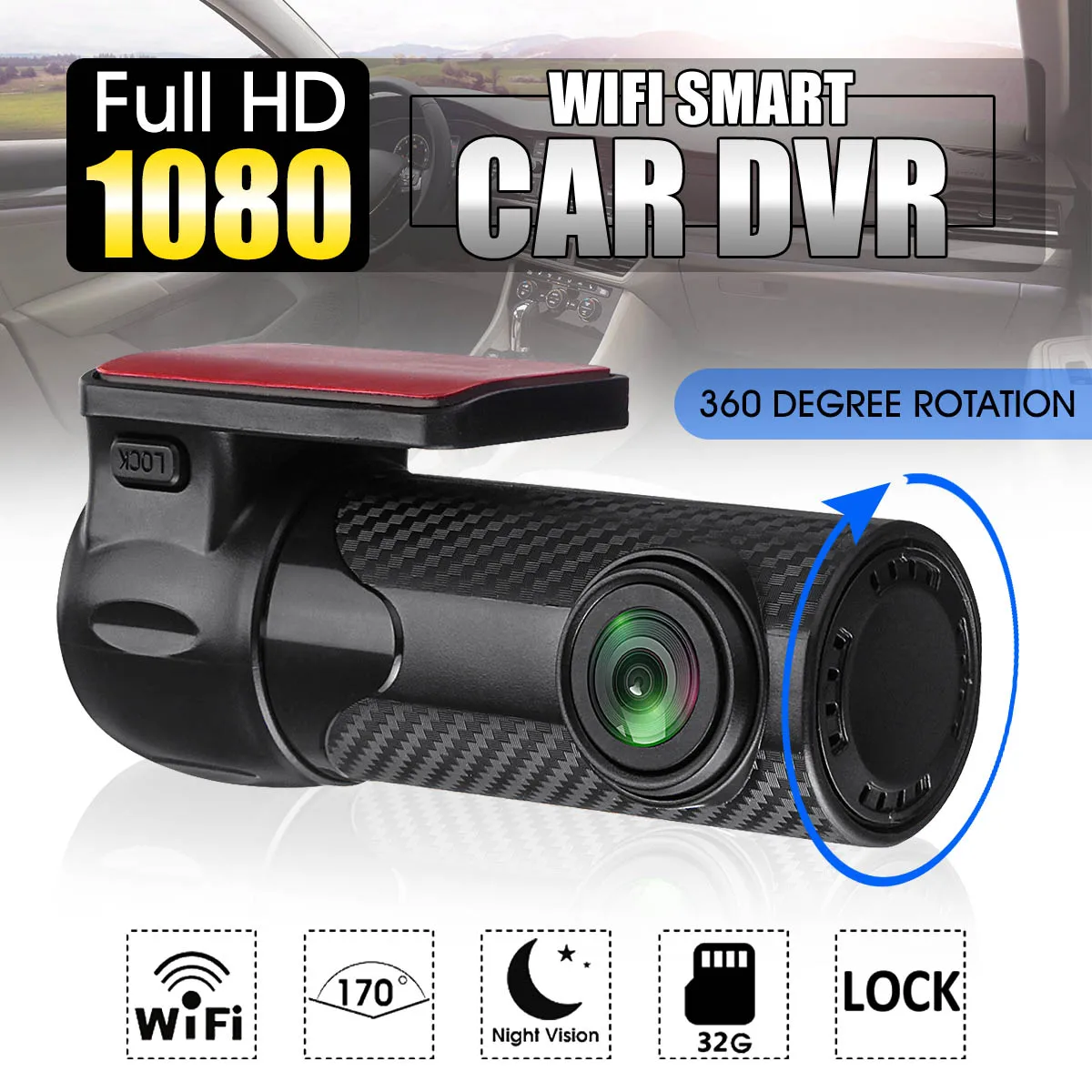 

Mini Wifi Car Hidden DVR Camera FHD 1080P Wireless Video Recorder Registrar 170 Degree DashCam Camcorder Detector Loop Recording