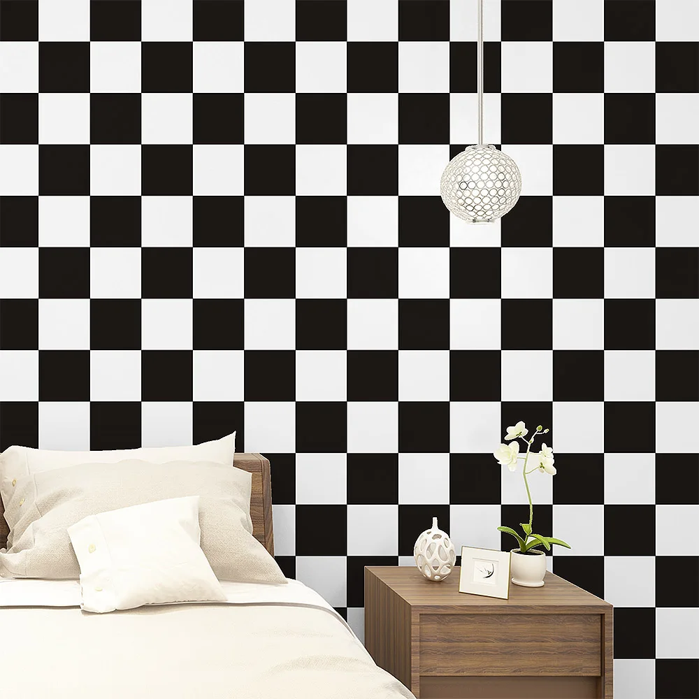 New Waterproof Pvc Black White Plaid Self Adhesive Wallpaper New Waterproof Pvc Black White Plaid Self Adhesive Wallpaper