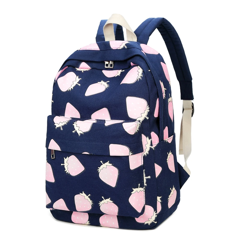 

2017 Girls Canvas Backpack Fruit Printing Women School Backpacks Schoolbag For Teenagers Student Book Bag High Quality Satchel