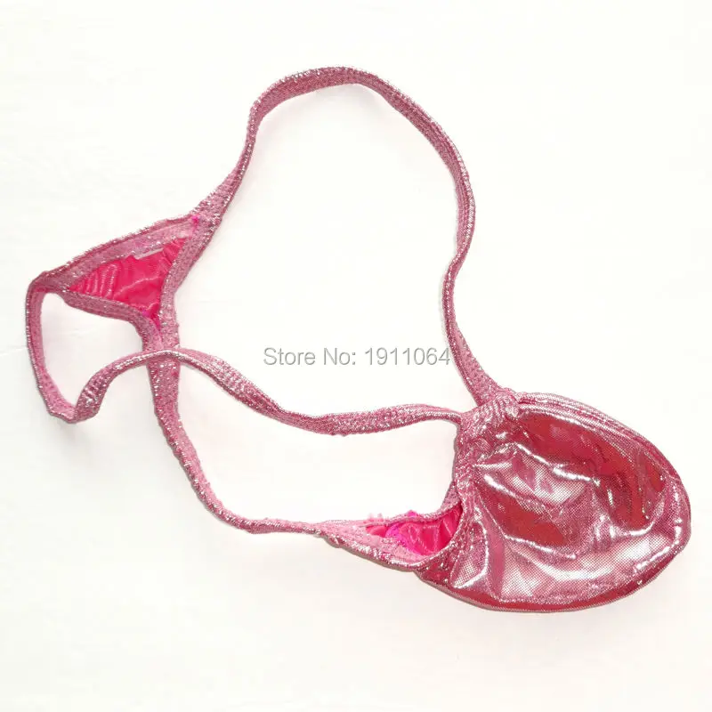 

Mens string Thong Bulge Pouch G4036 T-back Shiny Metallic Foiled silver dots Pink